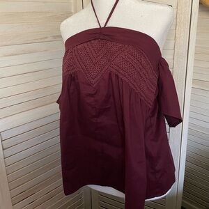 Sugarlips adorable Muave loose fitted shirt with off the shoulder sleeves.